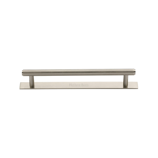 Knurled Cabinet Pull Handle with Plate by M Marcus - Heritage Brass