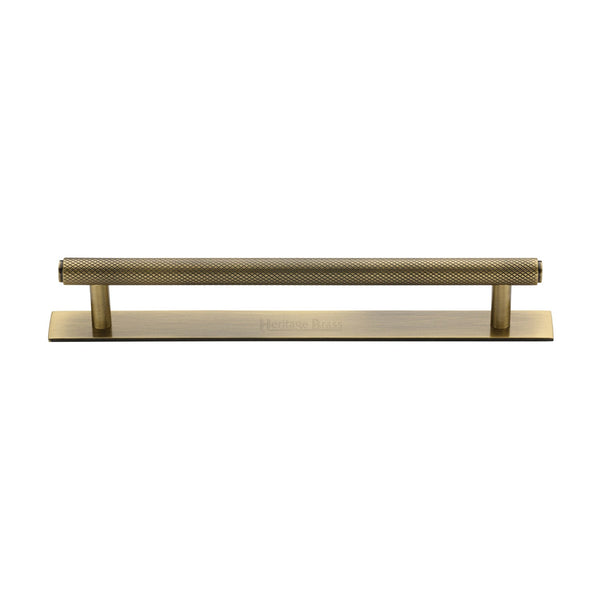 M Marcus - Heritage Brass, Knurled Cabinet Pull Handle with Plate, Cabinet Hardware, Cabinet Pull Handles