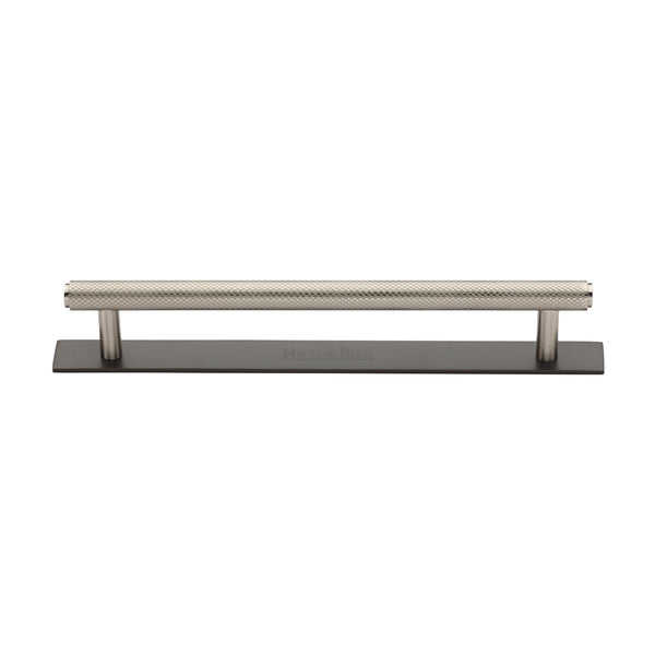 Knurled Cabinet Pull Handle with Plate by M Marcus - Heritage Brass