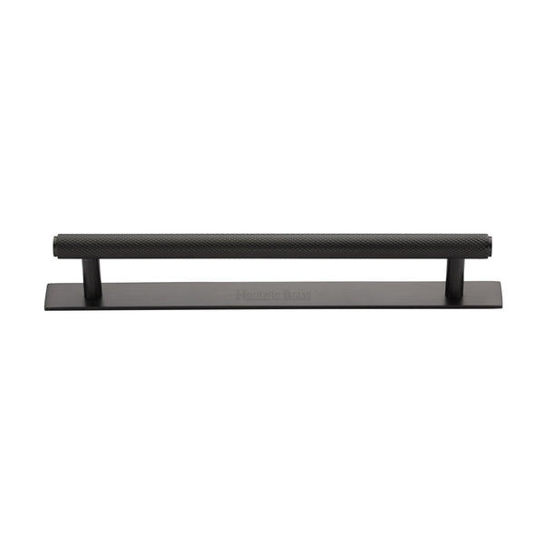 Knurled Cabinet Pull Handle with Plate by M Marcus - Heritage Brass