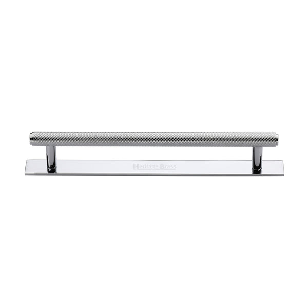 Knurled Cabinet Pull Handle with Plate by M Marcus - Heritage Brass