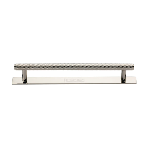 Knurled Cabinet Pull Handle with Plate by M Marcus - Heritage Brass