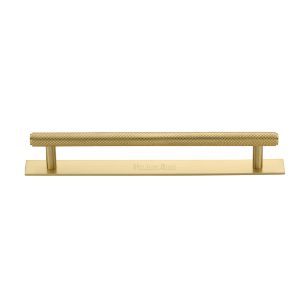 Knurled Cabinet Pull Handle with Plate by M Marcus - Heritage Brass
