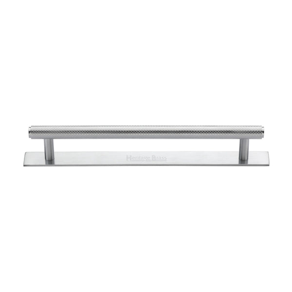 Knurled Cabinet Pull Handle with Plate by M Marcus - Heritage Brass