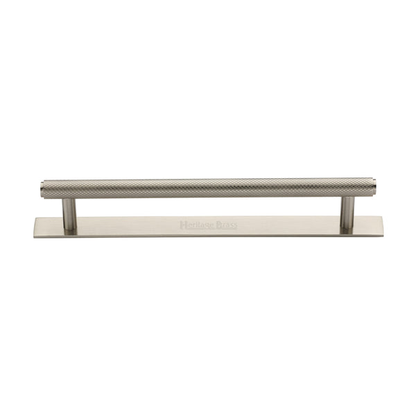 Knurled Cabinet Pull Handle with Plate by M Marcus - Heritage Brass