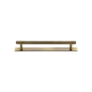 M Marcus - Heritage Brass, Knurled Cabinet Pull Handle with Plate, Cabinet Hardware, Cabinet Pull Handles