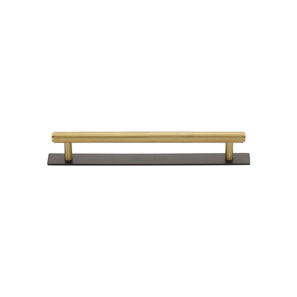 M Marcus - Heritage Brass, Knurled Cabinet Pull Handle with Plate, Cabinet Hardware, Cabinet Pull Handles