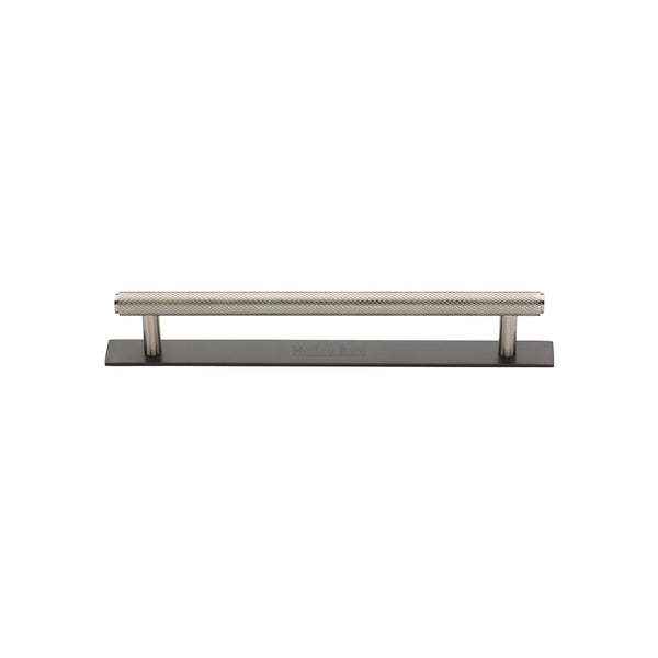 Knurled Cabinet Pull Handle with Plate by M Marcus - Heritage Brass