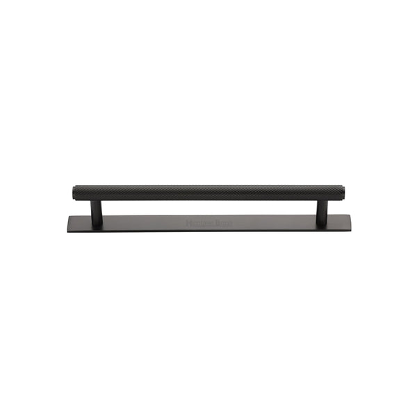 Knurled Cabinet Pull Handle with Plate by M Marcus - Heritage Brass