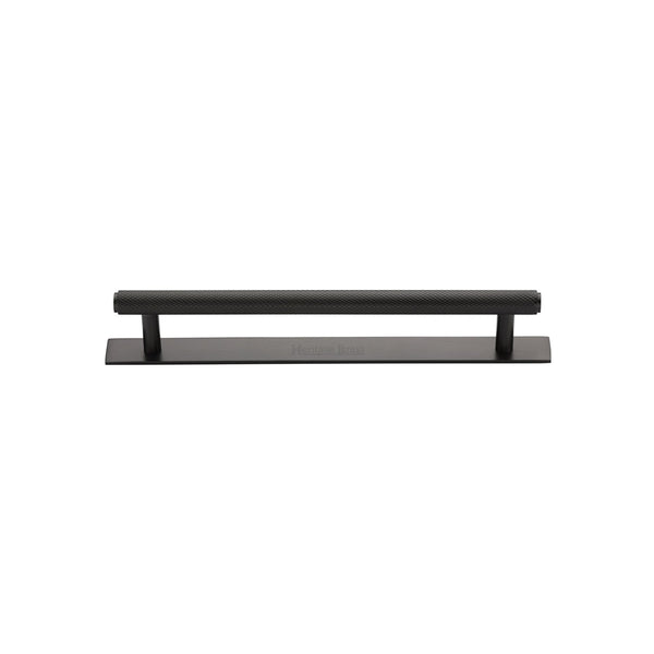 M Marcus - Heritage Brass, Knurled Cabinet Pull Handle with Plate, Cabinet Hardware, Cabinet Pull Handles