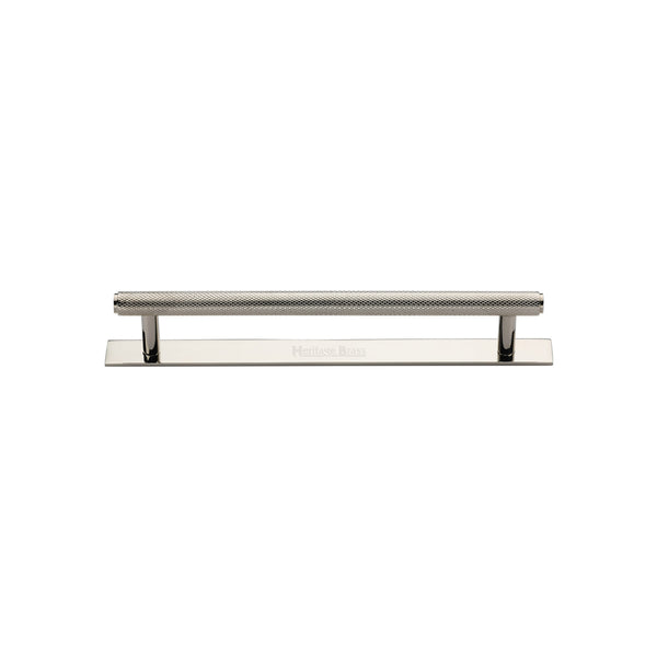 Knurled Cabinet Pull Handle with Plate by M Marcus - Heritage Brass