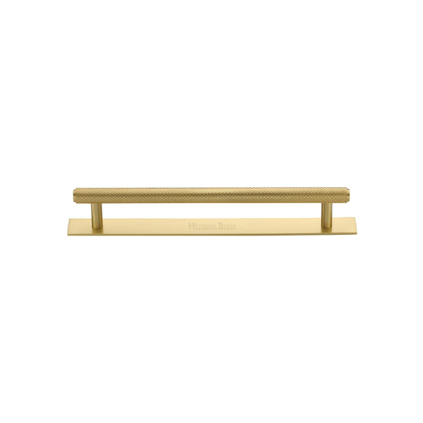 Knurled Cabinet Pull Handle with Plate by M Marcus - Heritage Brass