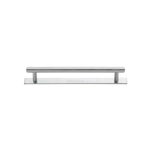 Knurled Cabinet Pull Handle with Plate by M Marcus - Heritage Brass