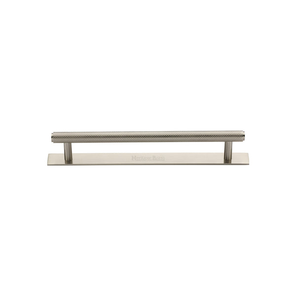 Knurled Cabinet Pull Handle with Plate by M Marcus - Heritage Brass