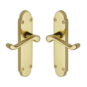 Milton Door Handle on Plate - Lever Latch - Polished Brass - 171 mm