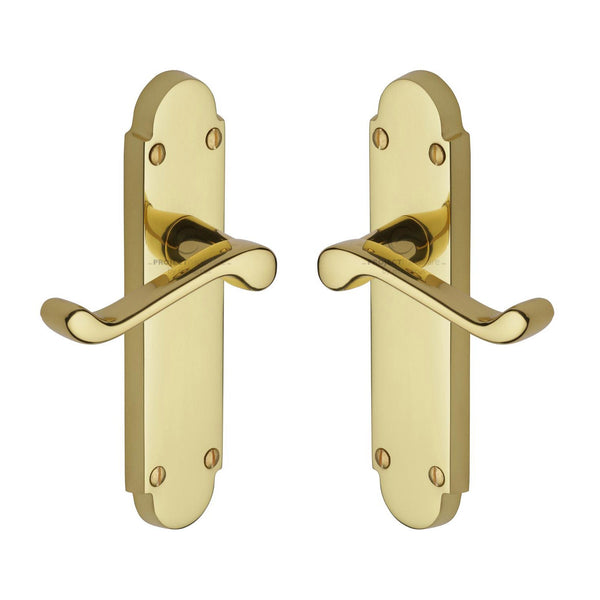 Milton Door Handle on Plate - Lever Latch - Polished Brass - 171 mm