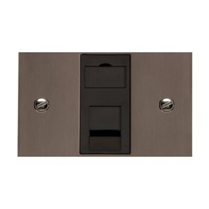 Stylist Bronze Square Flat Plate Switches and Sockets, QL9 Switches & Sockets, QL9 - 1 Gang CAT6 by Heritage Brass By M-Marcus