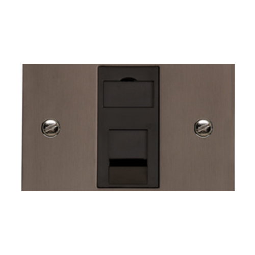 Stylist Bronze Square Flat Plate Switches and Sockets, QL9 Switches & Sockets, QL9 - 1 Gang CAT6 by Heritage Brass By M-Marcus