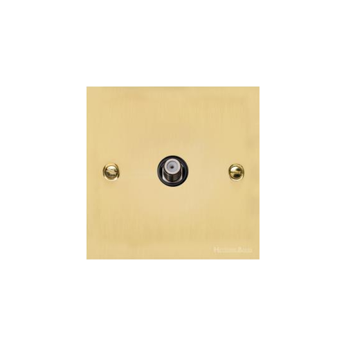 Victorian Elite Range Polished Brass Switches & Sockets, R01 - 1 Gang Satellite Socket by Heritage Brass By M-Marcus
