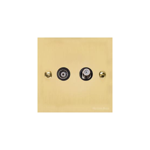 Victorian Elite Range Polished Brass Switches & Sockets, R01 - TV/Satellite Socket by Heritage Brass By M-Marcus