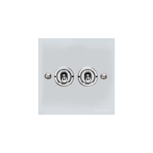 Victorian Elite Range Polished Chrome Switches & Sockets, R02 - 2 Gang Toggle Switch by Heritage Brass By M-Marcus