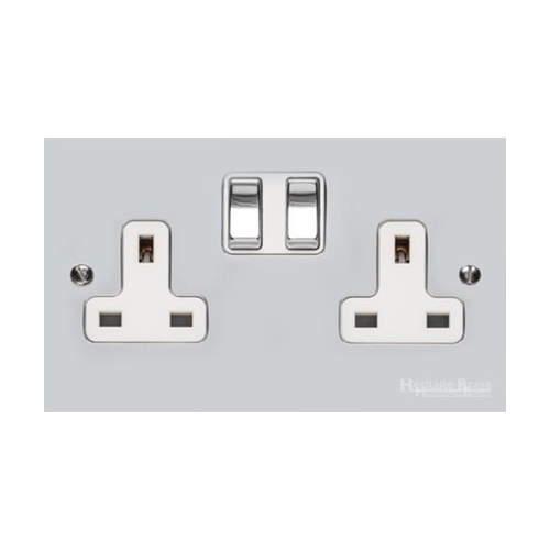 Victorian Elite Range Polished Chrome Switches & Sockets, R02 - Double Socket (13 Amp) by Heritage Brass By M-Marcus