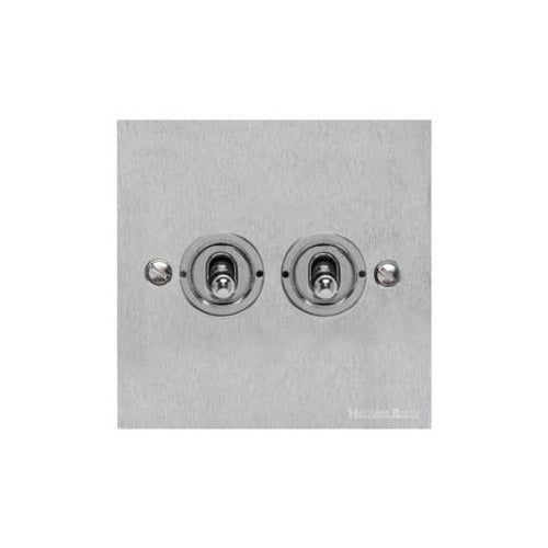 Victorian Elite Range Satin Chrome Switches & Sockets, R03 - 2 Gang Toggle Switch by Heritage Brass By M-Marcus