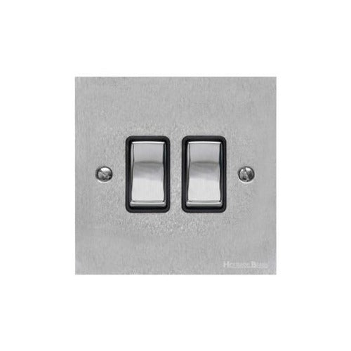 Victorian Elite Range Satin Chrome Switches & Sockets, R03 - 2 Gang Rocker Switch by Heritage Brass By M-Marcus