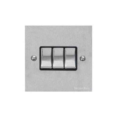 Victorian Elite Range Satin Chrome Switches & Sockets, R03 - 3 Gang Rocker Switch by Heritage Brass By M-Marcus