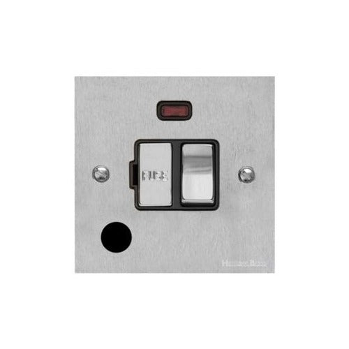 Victorian Elite Range Satin Chrome Switches & Sockets, R03 - Switched Spur with Neon + Cord (13 Amp) by Heritage Brass By M-Marcus