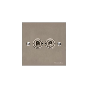 Victorian Elite Range Satin Nickel Switches & Sockets, R05 - 2 Gang Toggle Switch by Heritage Brass By M-Marcus