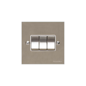 Victorian Elite Range Satin Nickel Switches & Sockets, R05 - 3 Gang Rocker Switch by Heritage Brass By M-Marcus