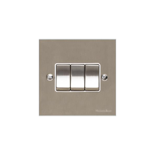 Victorian Elite Range Satin Nickel Switches & Sockets, R05 - 3 Gang Rocker Switch by Heritage Brass By M-Marcus