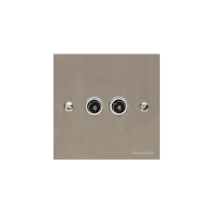 Victorian Elite Range Satin Nickel Switches & Sockets, R05 - TV/FM Diplexed Socket by Heritage Brass By M-Marcus