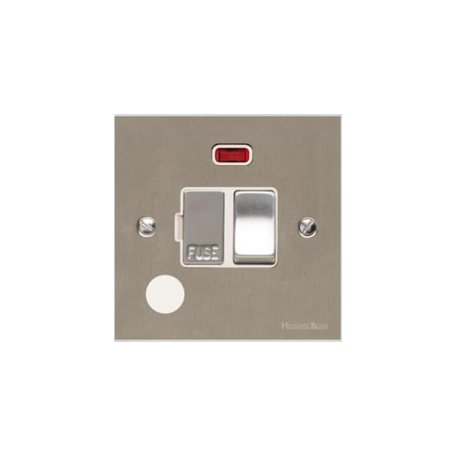 Victorian Elite Range Satin Nickel Switches & Sockets, R05 - Switched Spur with Neon + Cord (13 Amp) by Heritage Brass By M-Marcus