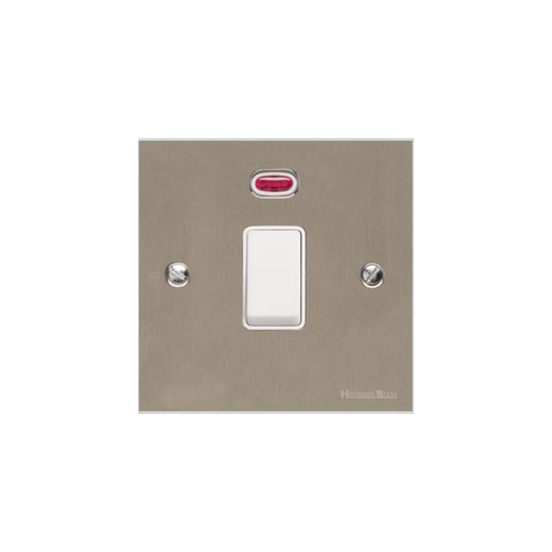 Victorian Elite Range Satin Nickel Switches & Sockets, R05 - 45A DP Cooker Switch with Neon (single plate) by Heritage Brass By M-Marcus