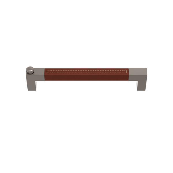 Turnstyle Design, SQUARE D STITCH OUT RECESS LEATHER-R7568-192, Cabinet Hardware, Latching Handles