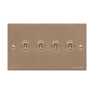 Victorian Elite Range Antique Brass Switches & Sockets, R91 - 4 Gang Toggle Switch by Heritage Brass By M-Marcus