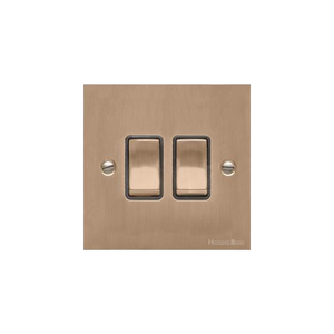Victorian Elite Range Antique Brass Switches & Sockets, R91 - 2 Gang Rocker Switch by Heritage Brass By M-Marcus