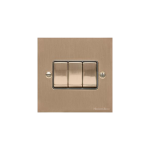 Victorian Elite Range Antique Brass Switches & Sockets, R91 - 3 Gang Rocker Switch by Heritage Brass By M-Marcus