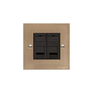 Victorian Elite Range Antique Brass Switches & Sockets, R91 - 2 Gang RJ45 by Heritage Brass By M-Marcus
