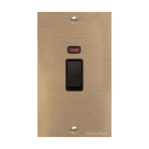 Victorian Elite Range Antique Brass Switches & Sockets, R91 - 45A DP Cooker Switch with Neon (tall plate) by Heritage Brass By M-Marcus