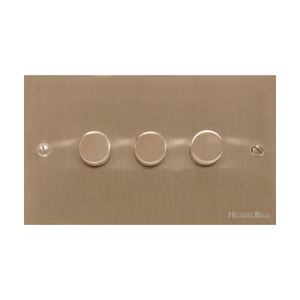 Victorian Elite Range Antique Brass Switches & Sockets, R91 - 3 Gang Dimmer 400 watts (Compatible with halogen/ incandescent bulbs) by Heritage Brass By M-Marcus