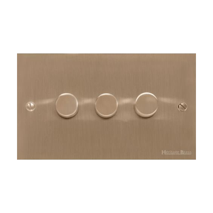 Victorian Elite Range Antique Brass Switches & Sockets, R91 - 3 Gang Dimmer 400 watts (Compatible with halogen/ incandescent bulbs) by Heritage Brass By M-Marcus