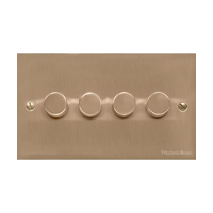 Victorian Elite Range Antique Brass Switches & Sockets, R91 - 4 Gang Dimmer 250 watts (Compatible with halogen/ incandescent bulbs) by Heritage Brass By M-Marcus