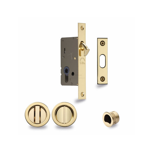 Sliding Lock with Round Privacy Turns by M Marcus - Heritage Brass