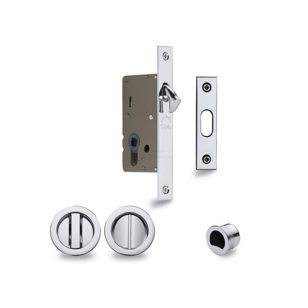 Sliding Lock with Round Privacy Turns by M Marcus - Heritage Brass