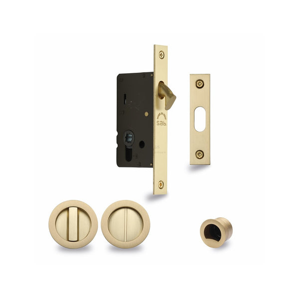 Sliding Lock with Round Privacy Turns by M Marcus - Heritage Brass