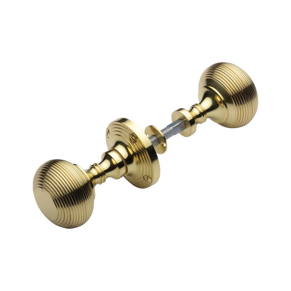 M Marcus - Heritage Brass, Reeded Rim Door Knob, Door Knobs, Door Knobs, Door Knobs on Rose