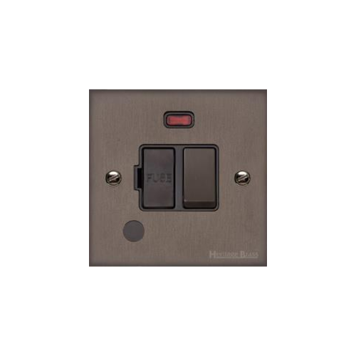 Stylist Bronze Raised Plate Range Switches & Sockets, RL9 - Switched Spur with Neon + Cord (13 Amp) by Heritage Brass By M-Marcus